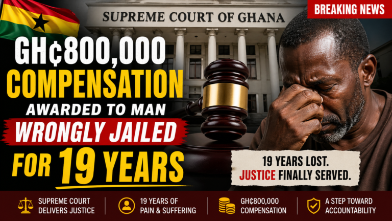 Supreme Court awards GH¢800,000 compensation to man wrongfully jailed for 19 years in Ghana