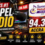 Sweet Melodies FM 94.3 Accra gospel radio station studio broadcasting live in Ghana