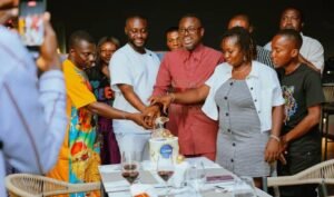 Abeiku Santana hosting Gorbachev Awuah’s birthday event at Anthonian Suites.