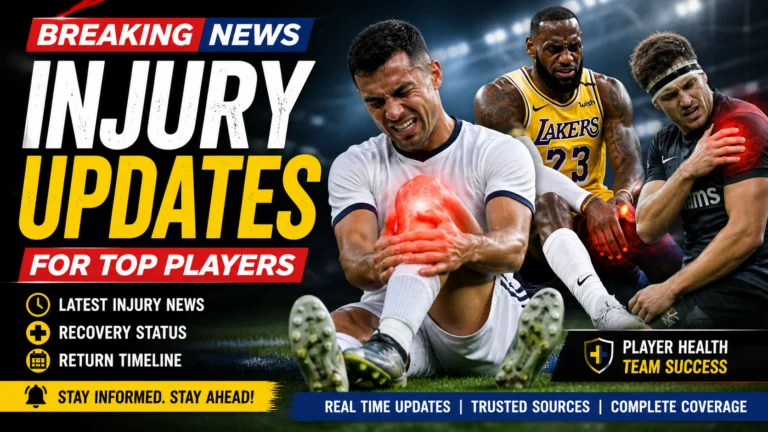Injury updates for top players showing injured athletes and recovery status in sports