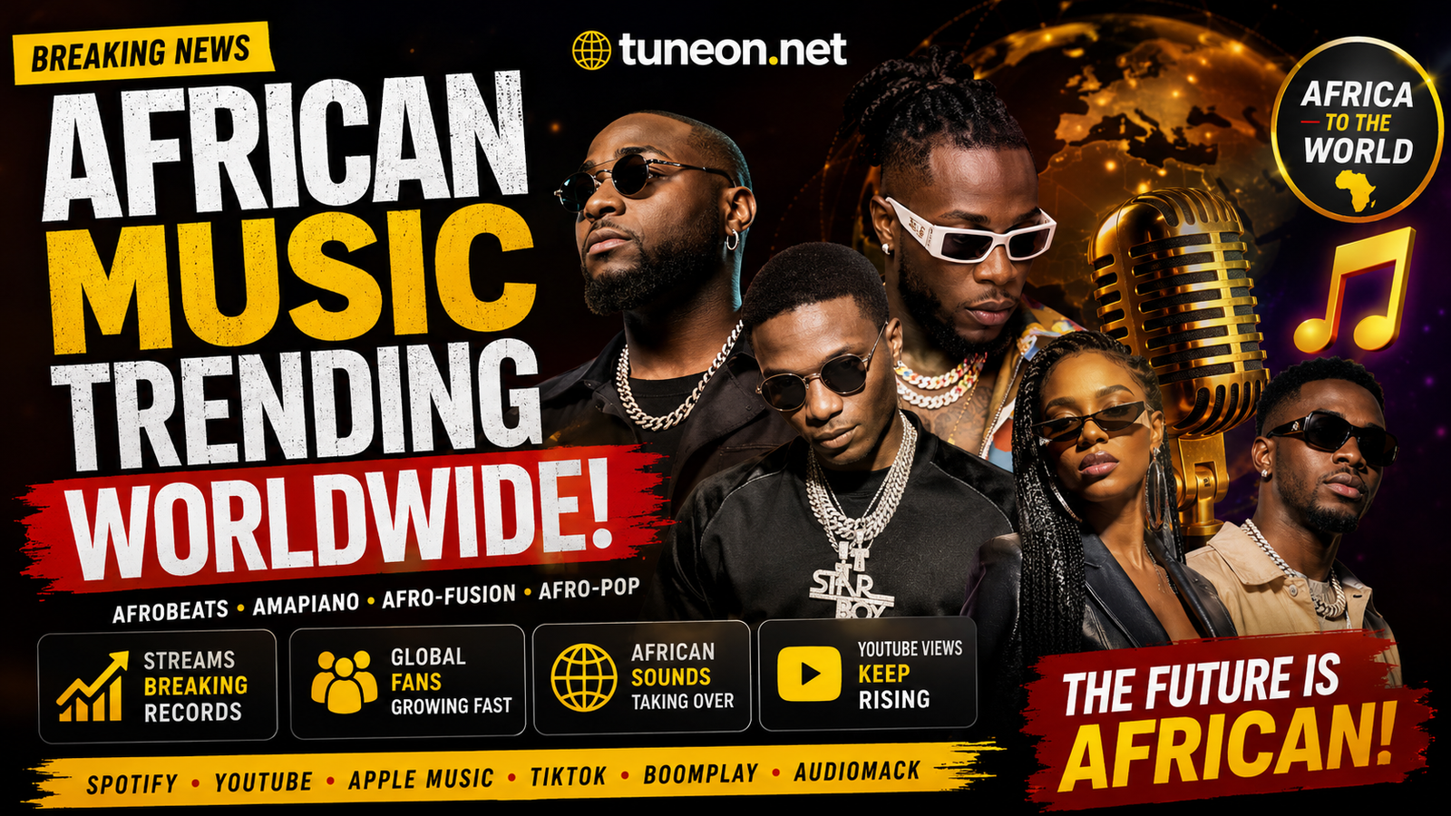 African music trending worldwide with Afrobeats and Amapiano artists dominating global streaming charts