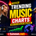 Trending music charts worldwide featuring viral songs and top streaming artists