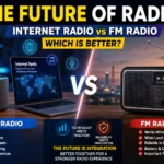 Internet Radio vs FM Radio: Which is Better comparison showing digital streaming and traditional FM radio broadcasting