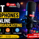 Best microphones for online radio broadcasting studio setup with Tuneon.net branding