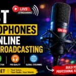 Best microphones for online radio broadcasting studio setup with Tuneon.net branding