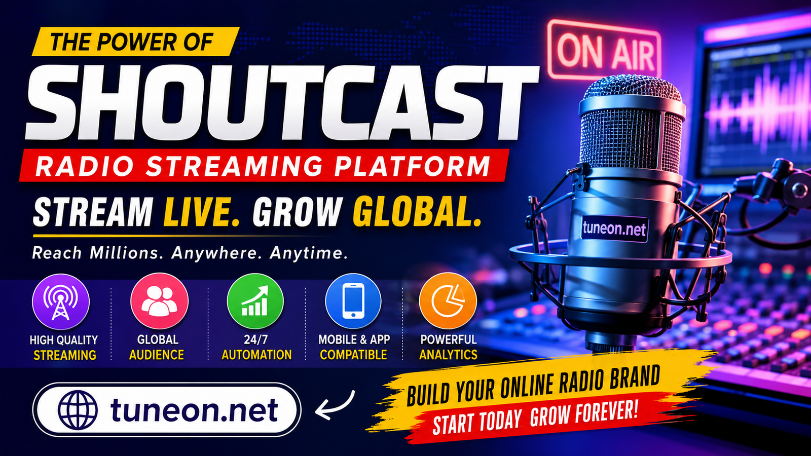 Best Radio Streaming Platforms 2026 guide with TuneOn Radio branding