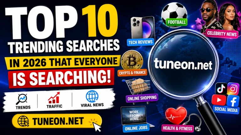 Most Searched Topics on Google Today in 2026 featuring AI, football, entertainment, and viral news — tuneon.net