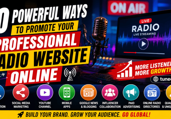Professional radio website live streaming dashboard for online radio station growth