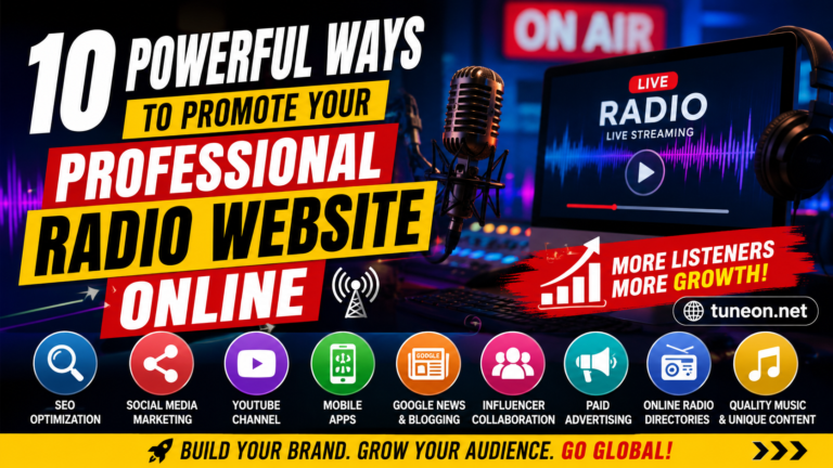 Professional radio website live streaming dashboard for online radio station growth
