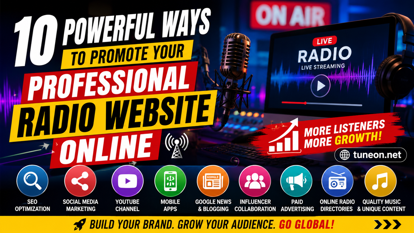 Professional radio website live streaming dashboard for online radio station growth