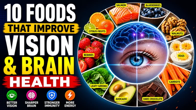 foods that improve vision and brain health infographic eye brain nutrition superfoods